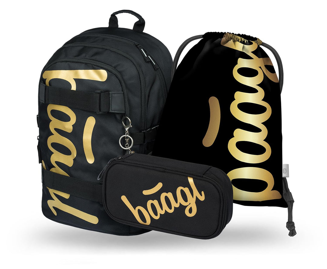 Baagl Schulrucksack Set Jungen Mädchen 3 Teilig, Schultasche ab 3. Klasse, Grundschule Ranzen mit Br