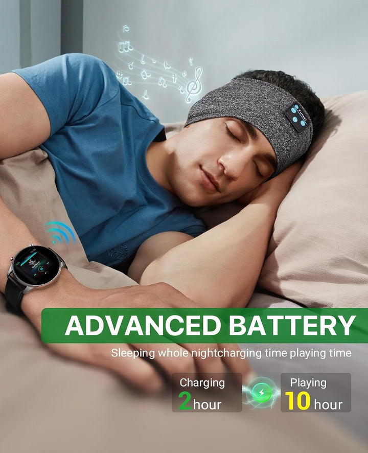 Schlafkopfhörer Bluetooth, Schlafkopfhörer Stirnband Weich Elastisch Bequem Bluetooth Stirnband Kopf