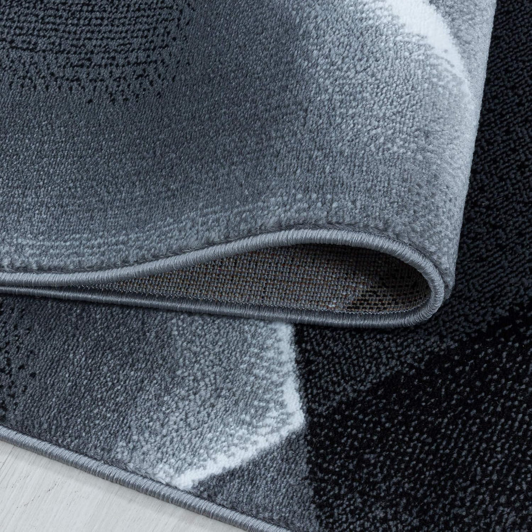 HomebyHome Teppich Wohnzimmer 80x250 cm Läufer Flur Schwarz Abstrakt Design - Schlafzimmer Teppich K