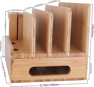 MOZOWO Schreibtisch Organizer Bambus Holz Ladestation Ladestation Ladegerät Halterung Ständer compat