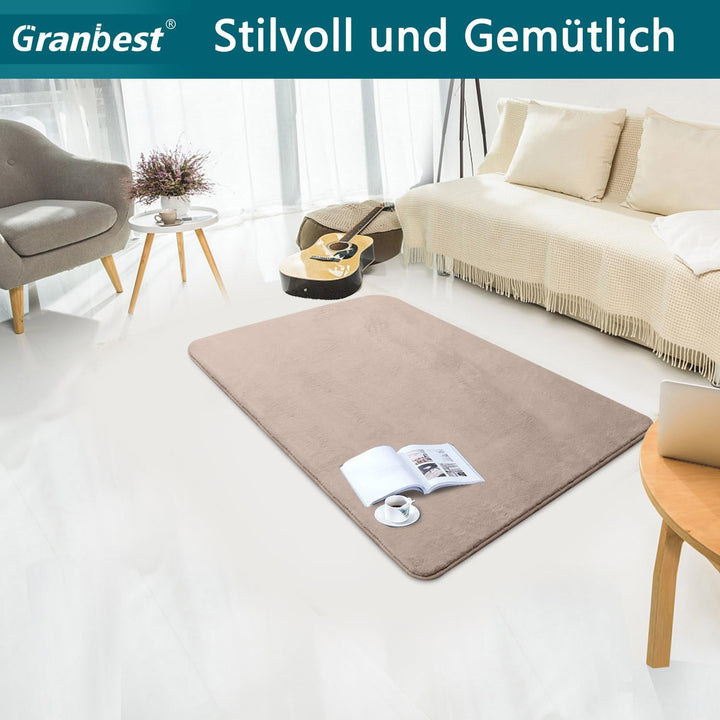 Granbest Luxus Verdicken Teppich Ähnlich Kaninchenfell Stilvolle Plüsch 1100GSM Teppich Anti-Rutsch