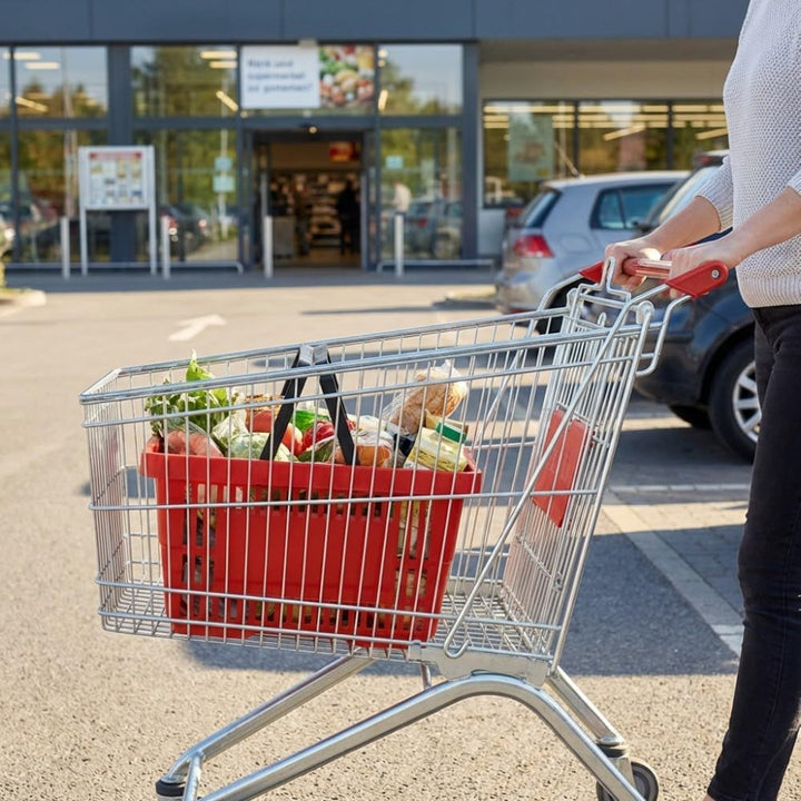 Einkaufskörbe 2 Stück Körbe rot mit zwei Tragegriffe aus Kunststoff 22 Liter Verkaufskörbe stapelbar