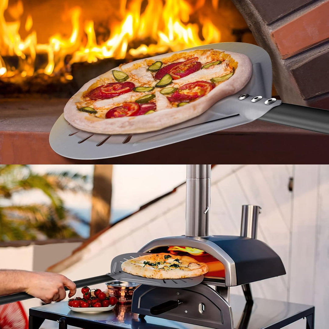 30cm &amp; 23cm Pizzaschaufel, 30cm Pizzaschaufel aus hart eloxiertem Aluminium mit Griff Guter Griff Ei