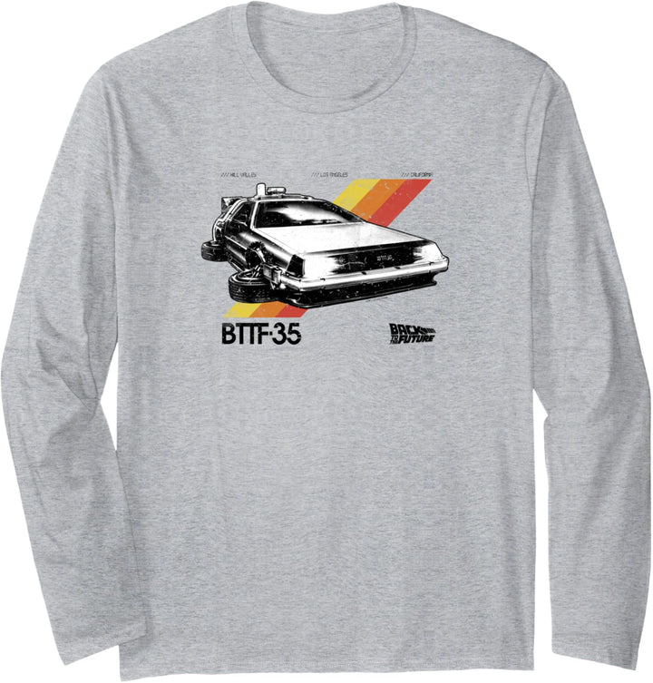 Back To The Future 35th Retro Stripe DeLorean Langarmshirt