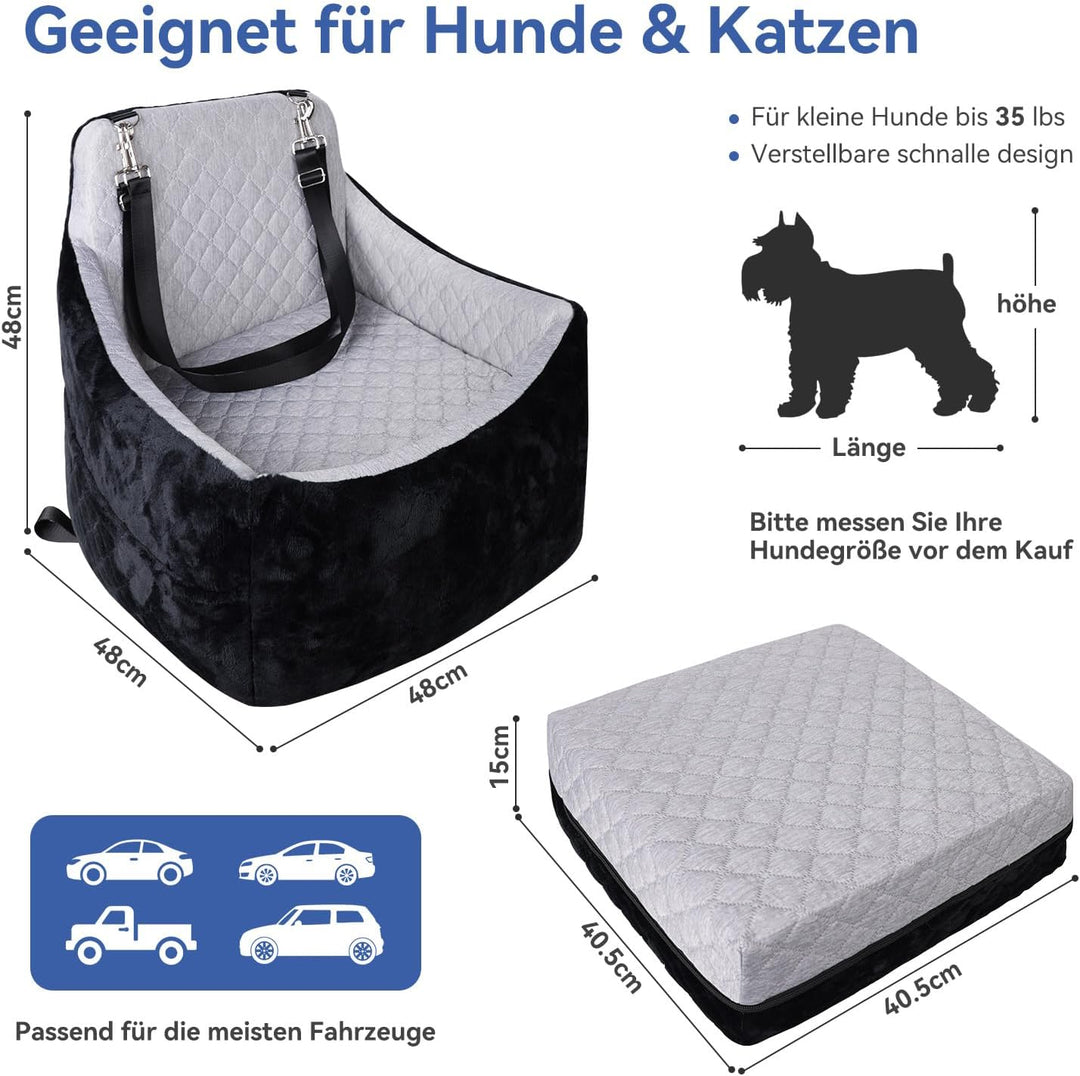MH MYLUNE HOME Hunde Autositz für kleine & mittlere Hunde – Abnehmbarer, waschbarer Hundesitz bis 30