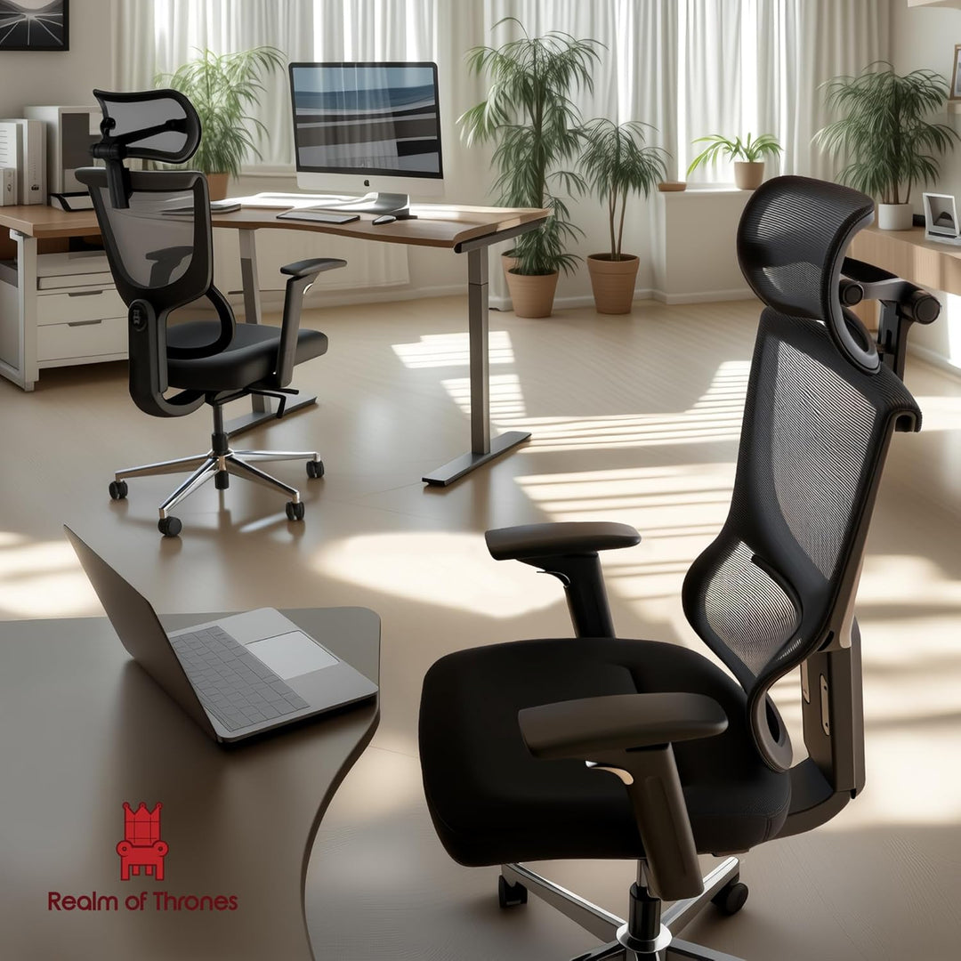 Realm of Thrones Admiral Ergonomischer Bürostuhl - verstellbar (Sitz/Rücken), 4D-Armlehnen, 3D-Kopfs
