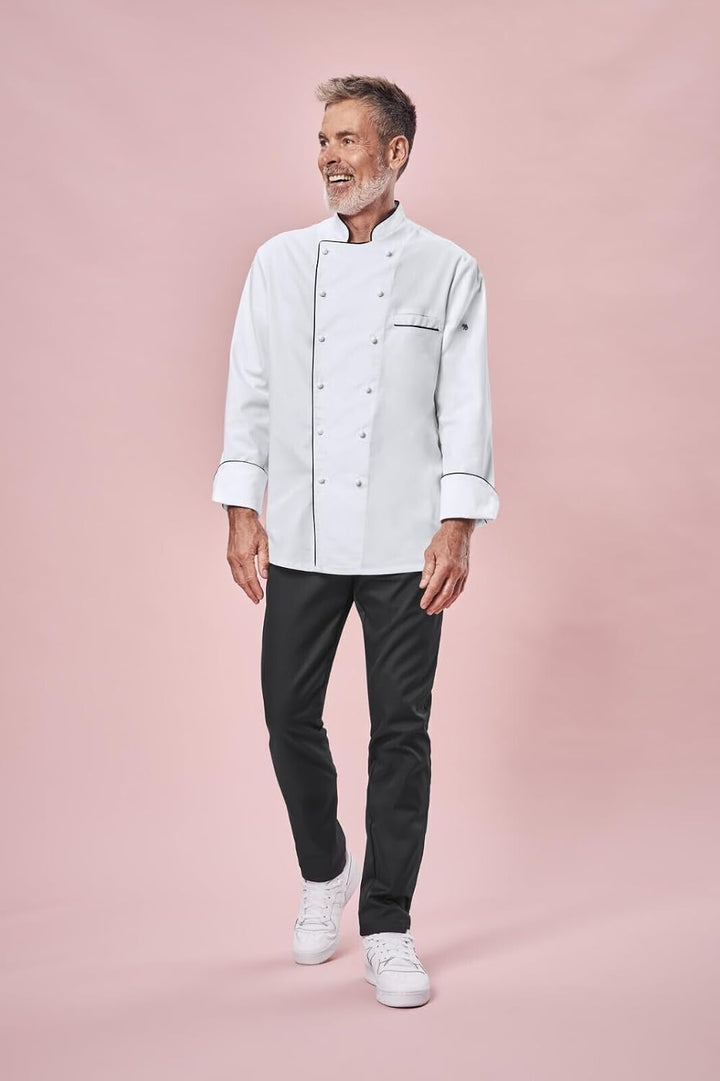 Greiff Gastro Moda Cuisine Herren Premium-Kochjacke Regular-Fit Weiss S, Weiß S