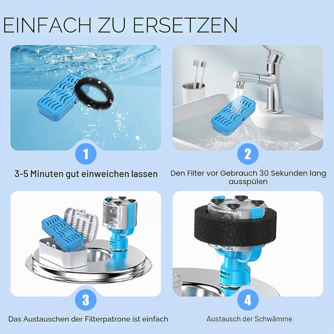 8 Stück Filter + 8 Stück Schaumstofffilter für Katzenbrunnen – Dreifache Filterung mit Aktivkohle &amp;