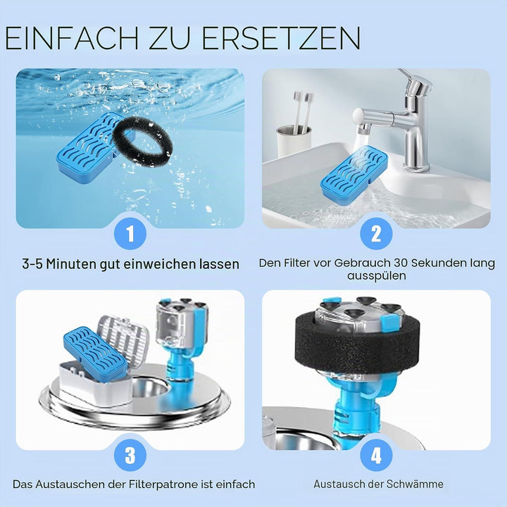 8 Stück Filter + 8 Stück Schaumstofffilter für Katzenbrunnen – Dreifache Filterung mit Aktivkohle &amp;