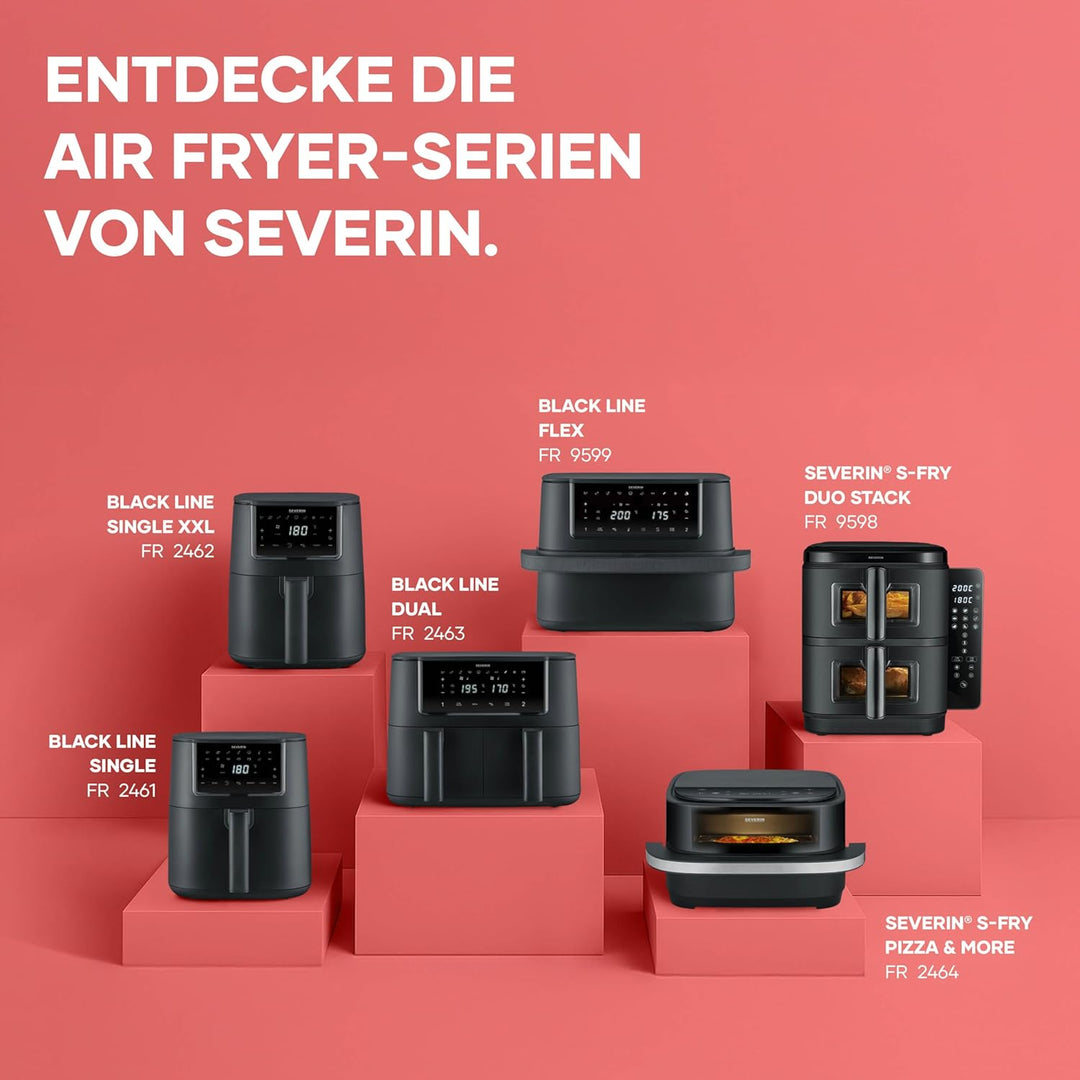 Severin Duo Stack Heissluftfritteuse, 2 x 5,5 L Garraum, 2 Kammern, gesundes Kochen, 9 Automatik-Pro