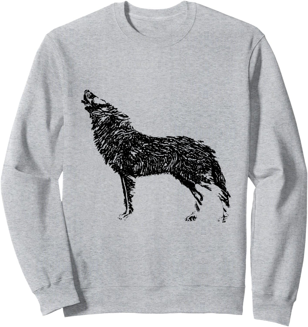 Wolf im Vollmond Motiv Wölfe Lupus Mond Rudel Tiere Raubtier Sweatshirt