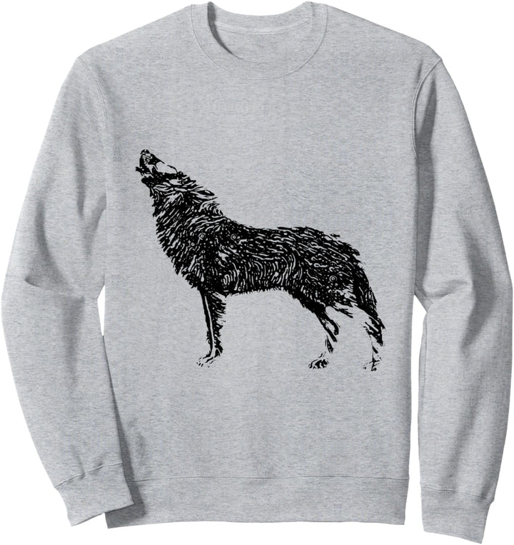Wolf im Vollmond Motiv Wölfe Lupus Mond Rudel Tiere Raubtier Sweatshirt
