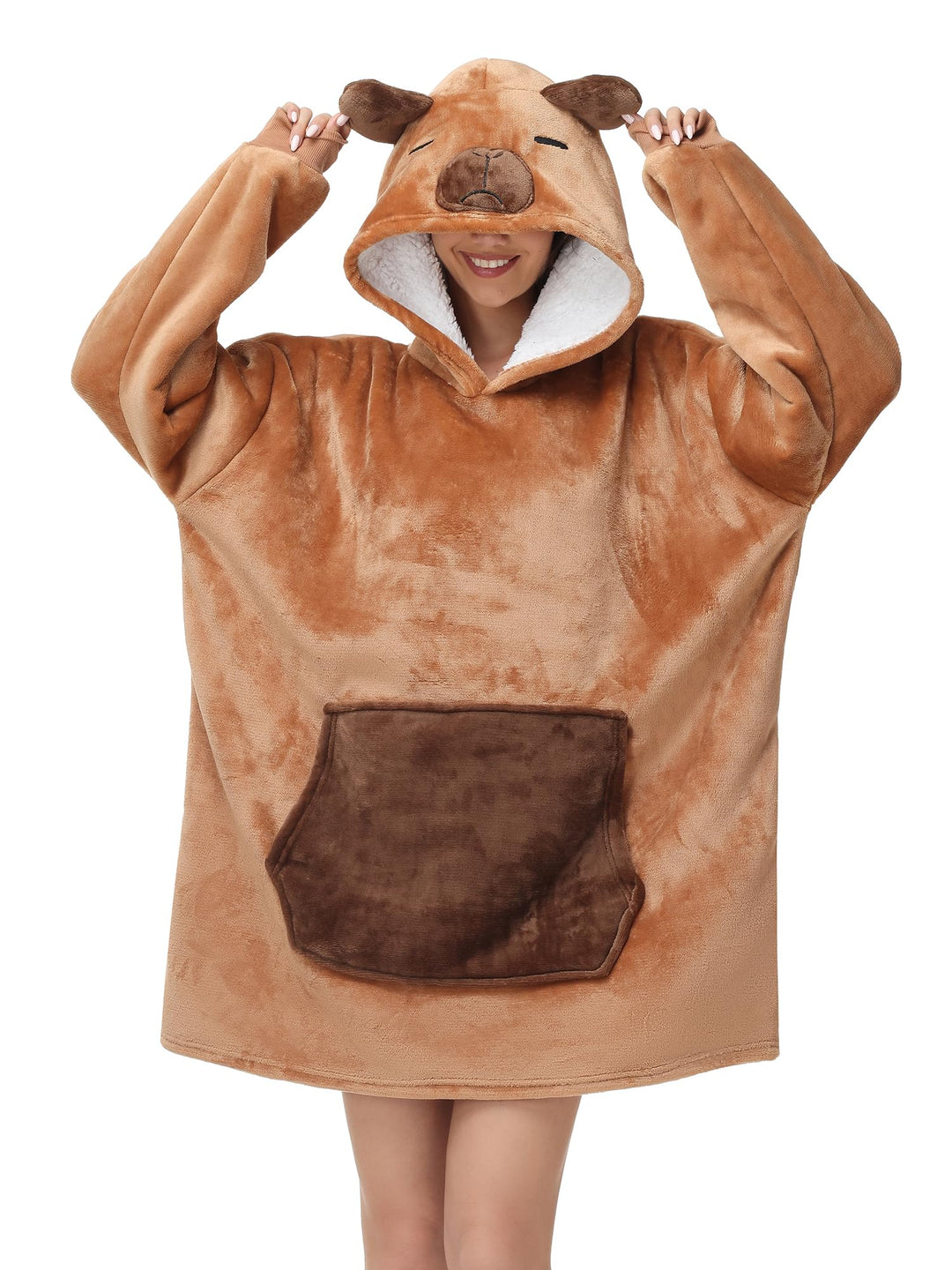 LATH.PIN Panda Übergrosse Decken-Hoodie Flanell mit Kapuze Pulloverdecke Sweatshirt Unisex Kapuzenpu