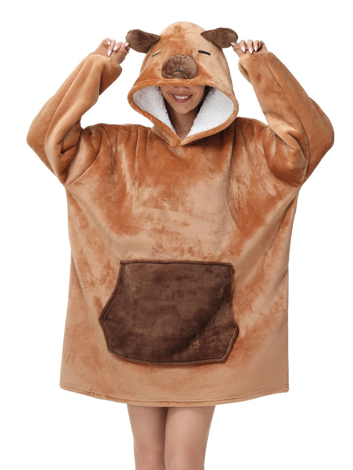 LATH.PIN Panda Übergrosse Decken-Hoodie Flanell mit Kapuze Pulloverdecke Sweatshirt Unisex Kapuzenpu