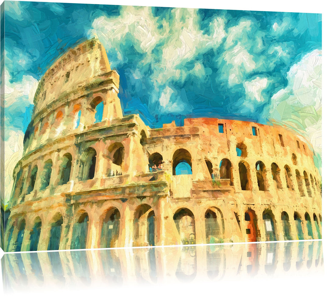 Pixxprint Colosseum bei Tag in Rom als Leinwandbild/Grösse: 100x70 cm/Wandbild/Kunstdruck/fertig bes