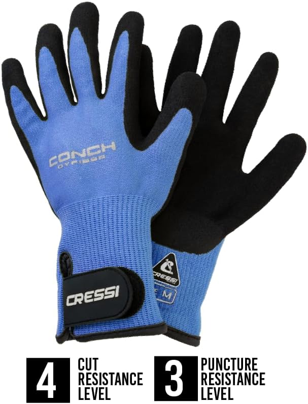 Cressi Conch Dyfiber Schnittfestigkeit Handschuhe S blau, S blau