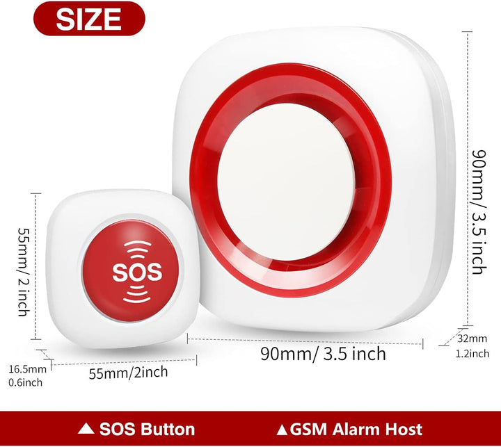 GSM 2G SMS-Benachrichtigung Hausnotruf Notruf Wireless Mobiler Alarm für Senioren Krankenpflege Älte