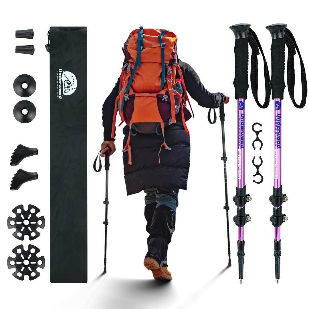 Nordic Walking Stick für Damen und Herren, Teleskop 2 Stück Wanderstöcke für Trekking, Aluminium Wan