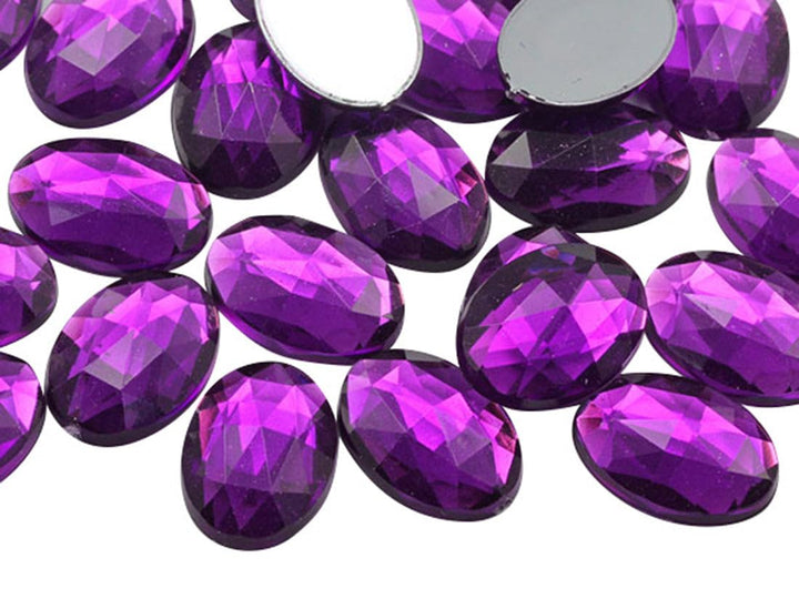 Allstarco 18x13mm Purple Amethyst Lite .NAT02L Flat Back Oval Acrylic Rhinestones Plastic Costume Ge