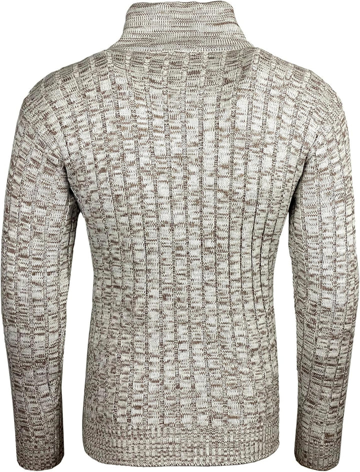 Subliminal Mode Herren Pullover aus grobem Strick mit Schalkragen BX292 XXL Beige, XXL Beige