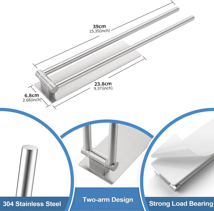 Handtuchhalter ohne Bohren 2-Armig Schwenkbar 180° Selbstklebend Handtuchstange 304 Edelstahl Gebürs