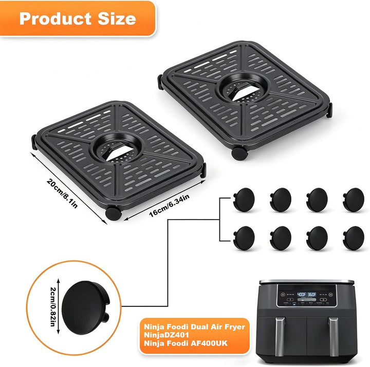 Air Fryer Grill Plate for Ninja Foodi DualZone Heissluftfritteuse 6 in 1 AF400EU DZ401 9.5L, 2 Piece