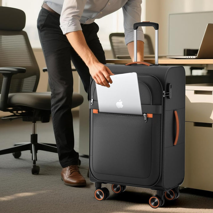 Trier Weichschalenkoffer mittelgross 66x44x28cm, Leichter Stoffkoffer Trolley, Reisekoffer mit Rolle