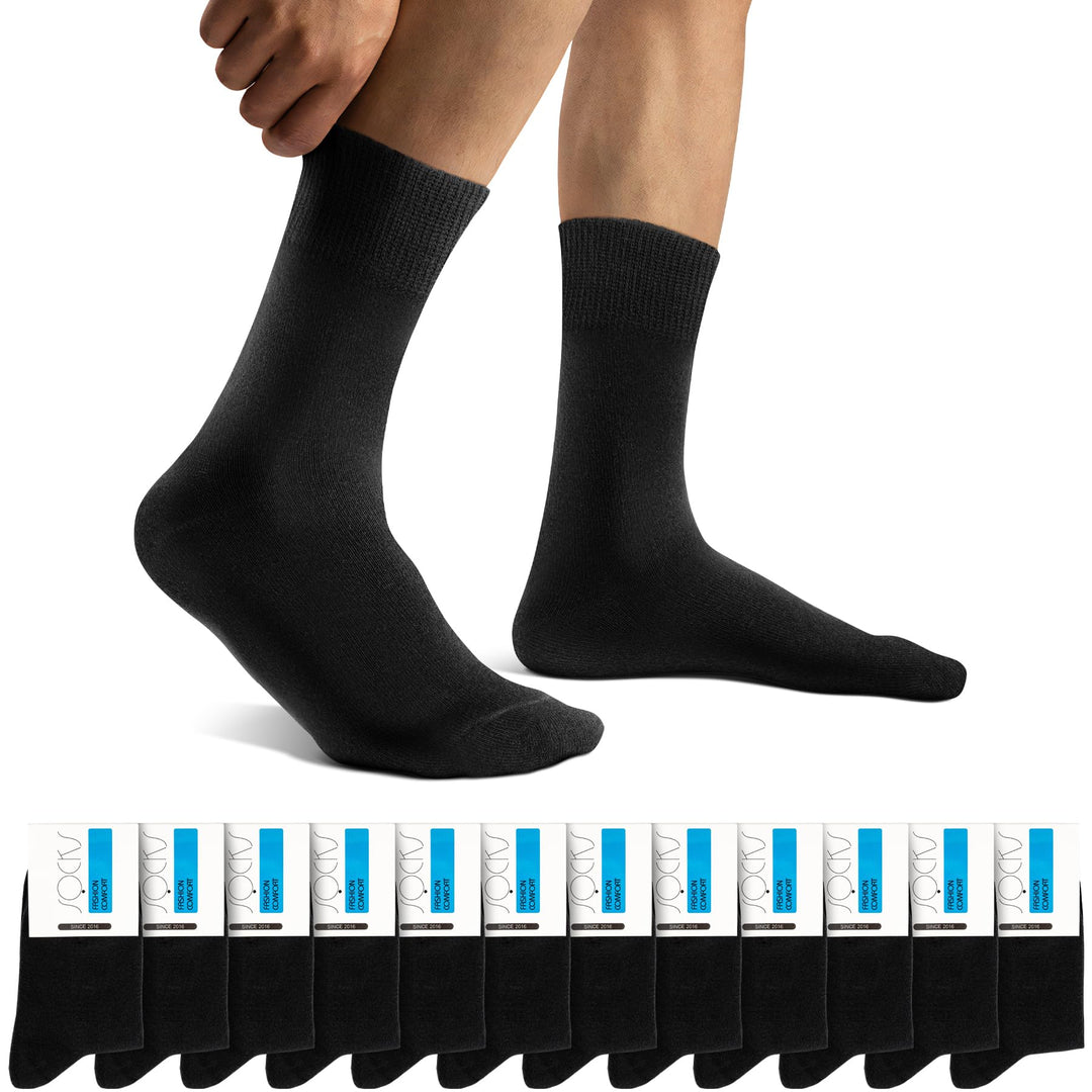 Herren Socken 12 Paar Sportsocken Classic Schwarz Atmungsaktive Baumwolle 35-38 Schwarz, 35-38 Schwa