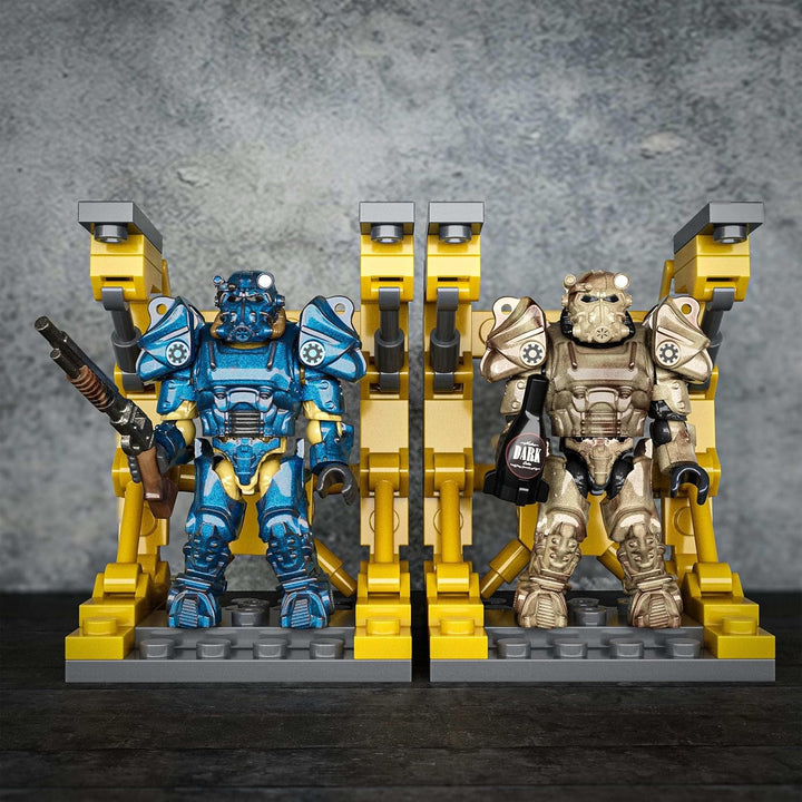 MEGA Fallout Actionfigur Bauspielzeug, T-60 Power Armor Collection mit 327 Teilen, 5 Mikro-Actionfig