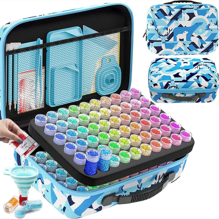 ARTDOT 5D Diamond Painting Zubehör Boxen, 120 Stück Diamant Painting Aufbewahrungsbox mit Koffer Tri
