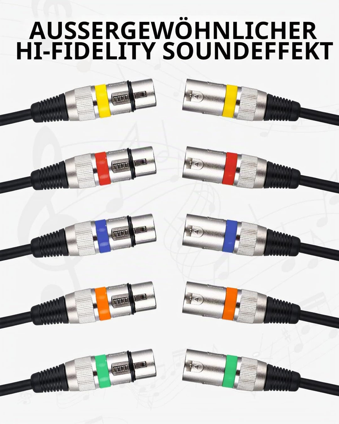 PERMUST 5 Stück 3-Pin DMX-Mikrofon-Signalkabel-Verbindungskabel, 5M XLR-Anschlussstecker mit Stecker