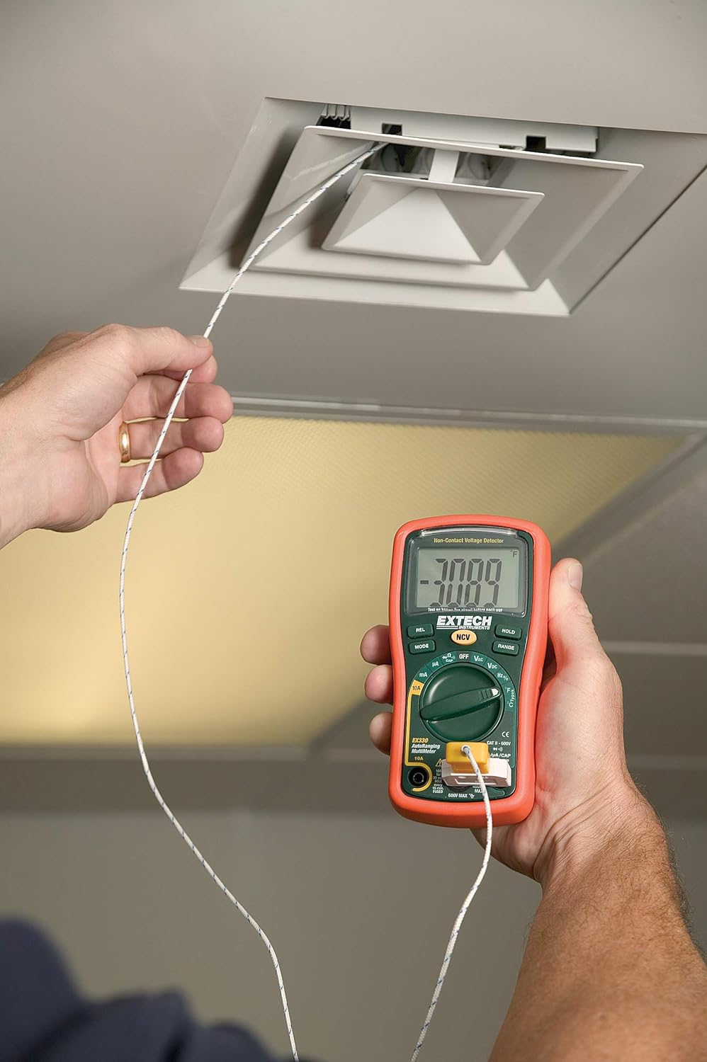 EXTECH EX330 Mini-Multimeter mit 12 Funktionen inklusive berührungslosem Spannungsprüfer
