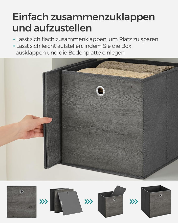 SONGMICS Aufbewahrungsbox, 6er Set, Ordnungsboxen, Vliesstoff, Faltbox, 30 x 30 x 30 cm, Stoffbox, f