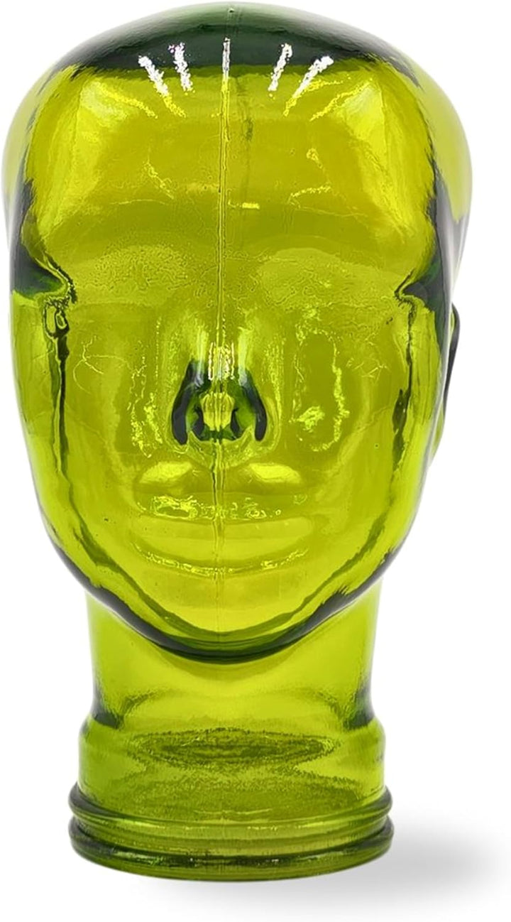 DESIGN DELIGHTS KOPFHÖRERSTÄNDER Mick | Glas, transparent/grün, 29 cm | Glaskopf, Deko Kopf