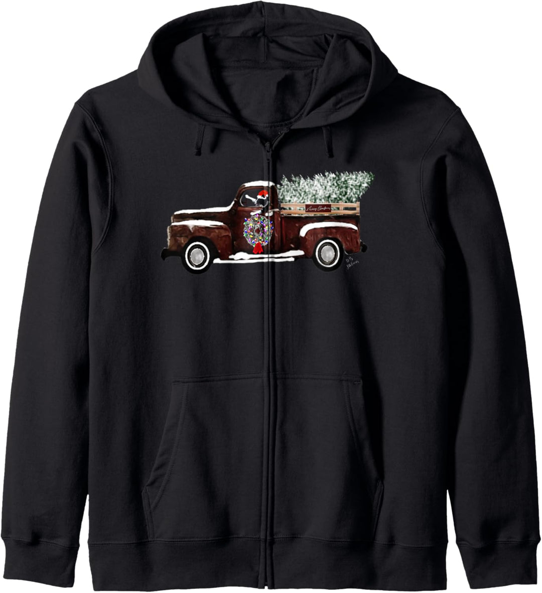 Border Collie fährt vintage Truck lustiges Weihnachts Kapuzenjacke