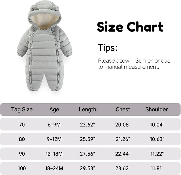 Baby Schneeanzug Overall Winter mit Kapuze Strampler Jungen Mädchen Säugling Schnee Tragen Dick Jump