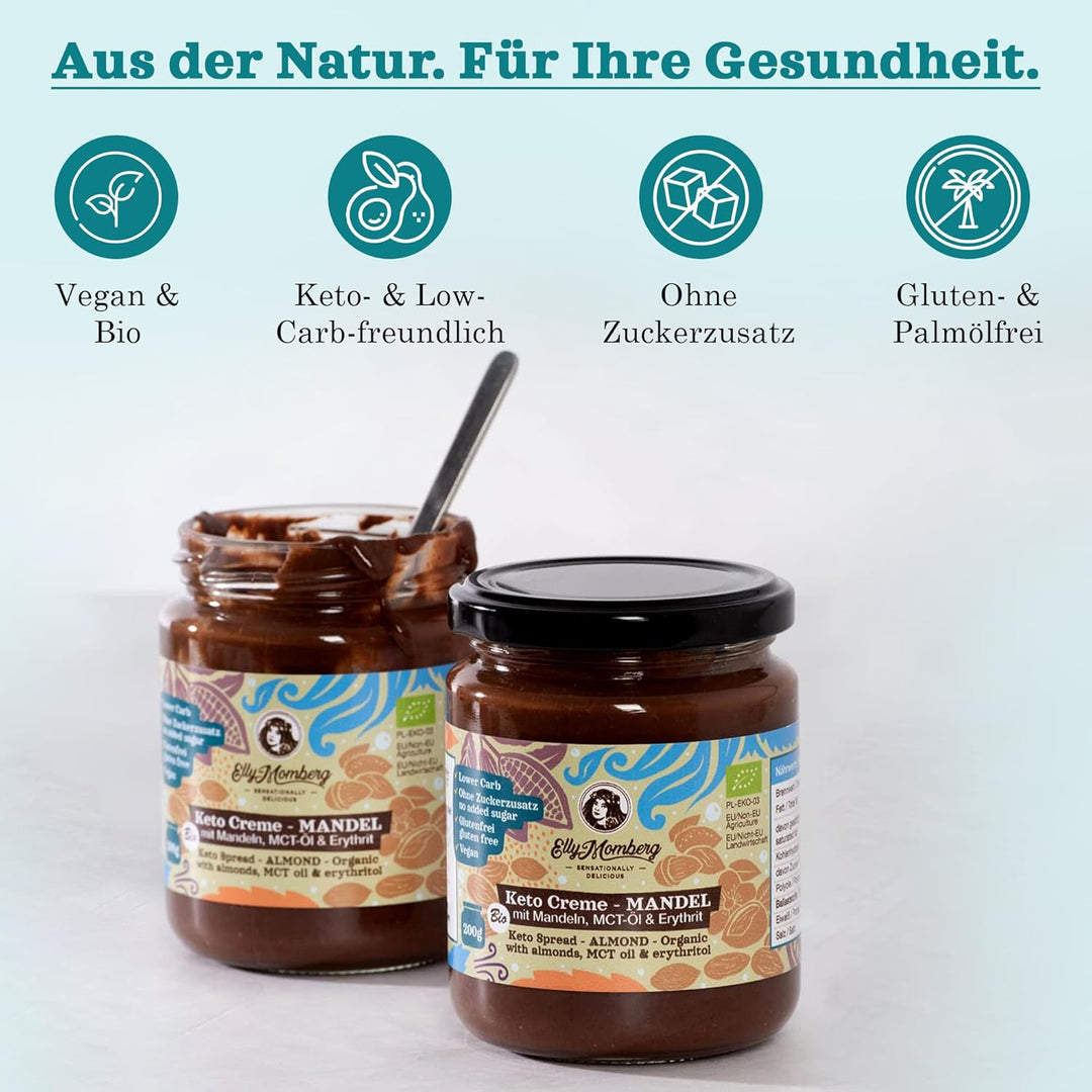 Elly Momberg - Bio-Keto-Schokoladenaufstrich Mandel mit MCT Öl, Für Low Carb & Keto Ernährung - ohne