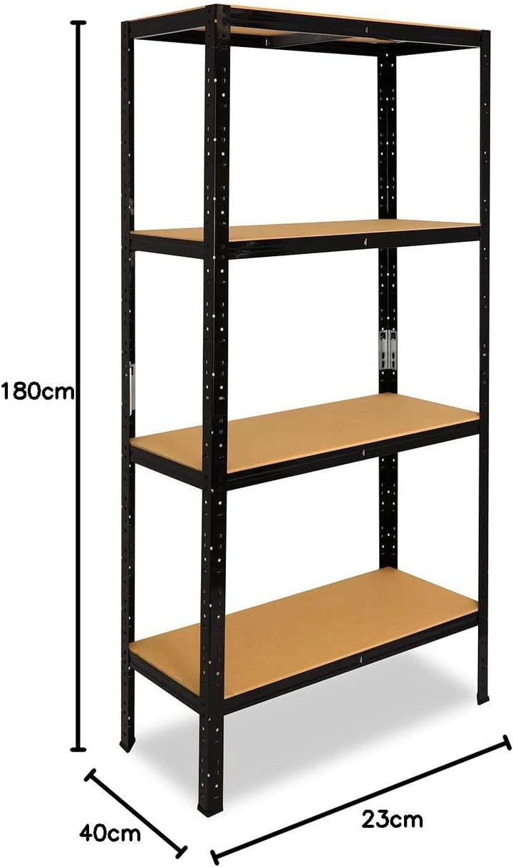 shelfplaza® 180x23x40cm Black Schwerlastregal schwarz/Metallregal schwarz 4 Böden à 175kg Tragkraft/