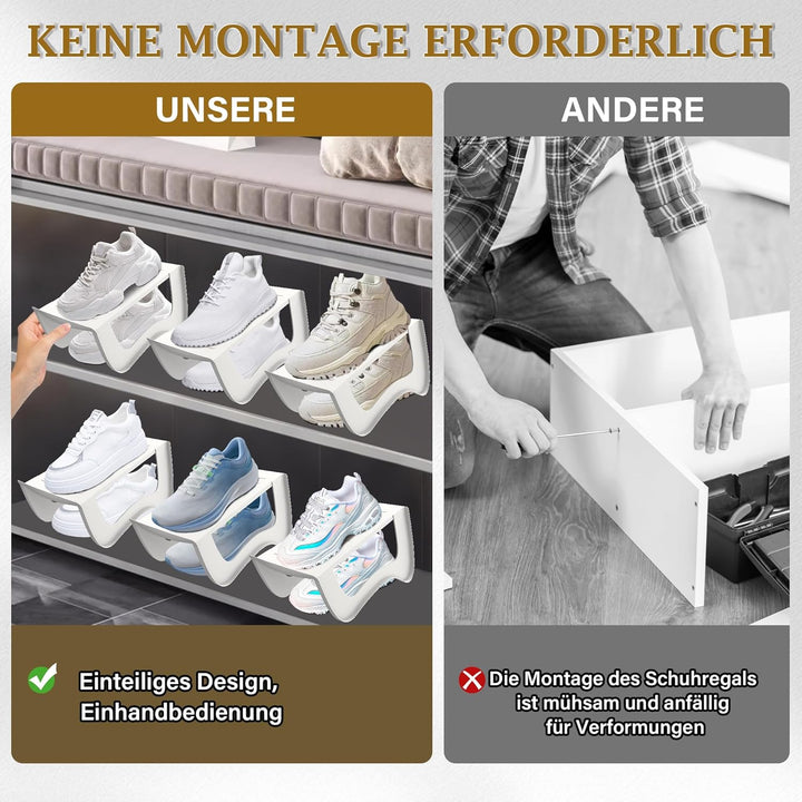 HENGMEI 20 Stück Schuhschlitze Organizer Rutschfest Schuhhalter Doppelschicht Schuhstapler Schuhaufb