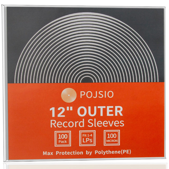 POJSIO 12 Zoll LP Schallplatten Hüllen Aussenhüllen,100 x Extra Dick Density Schutzhüllen Polyethyle