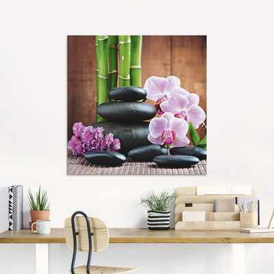 ARTland Glasbilder Wandbild Glas Bild 4 teilig 120x70 cm Querformat Zen Asien Asiatisch Wellness Spa