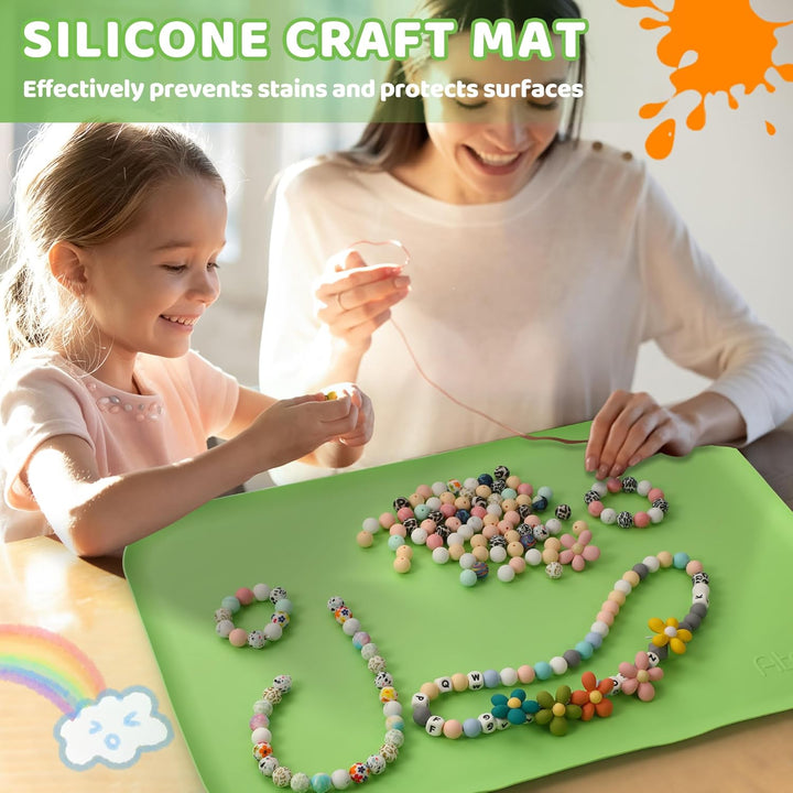 AtMini Silikonmatte Gross 60 x 40 cm，bastelunterlage Kinder für Kunsthandwerk, Sand Art, Malen, Harz