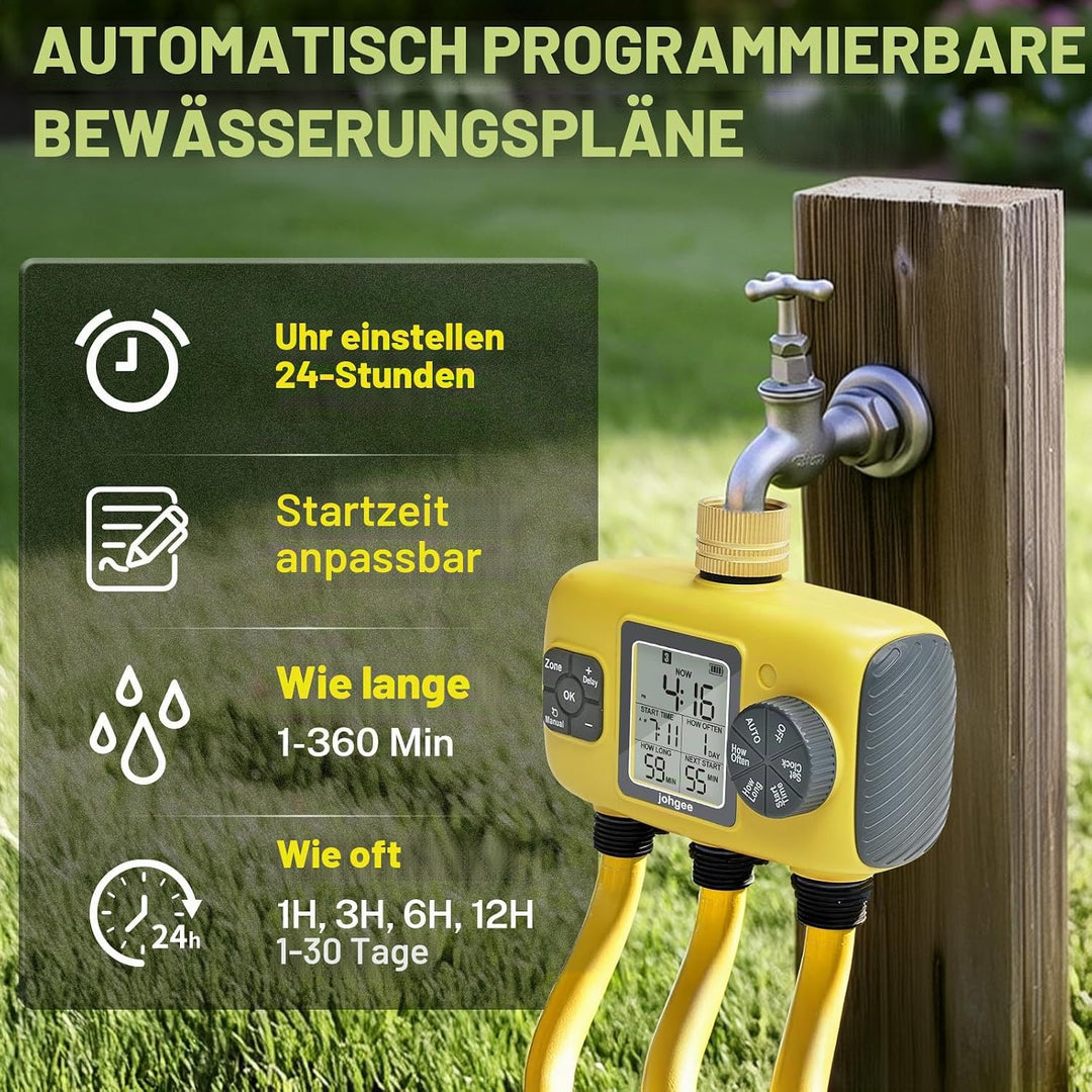 Bewässerungscomputer 3 Ausgänge mit Messing Einlass, 3 Zone Bewässerungsprogramme Garten Bewässerung