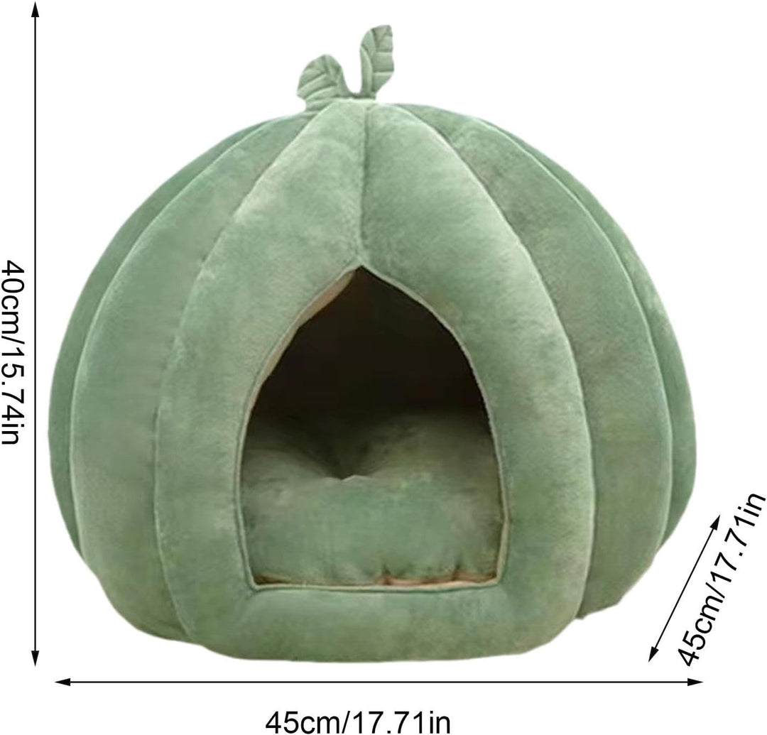 Kürbis Katzenbett - Kürbis Katzenhöhle, Haustierbett Halloween grün 45x45x40cm, grün 45x45x40cm