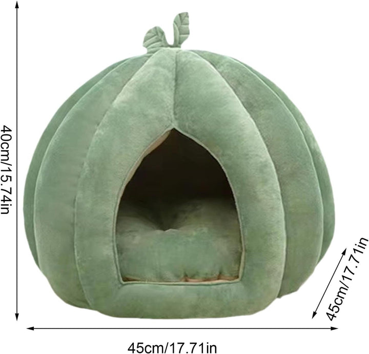 Kürbis Katzenbett - Kürbis Katzenhöhle, Haustierbett Halloween grün 45x45x40cm, grün 45x45x40cm