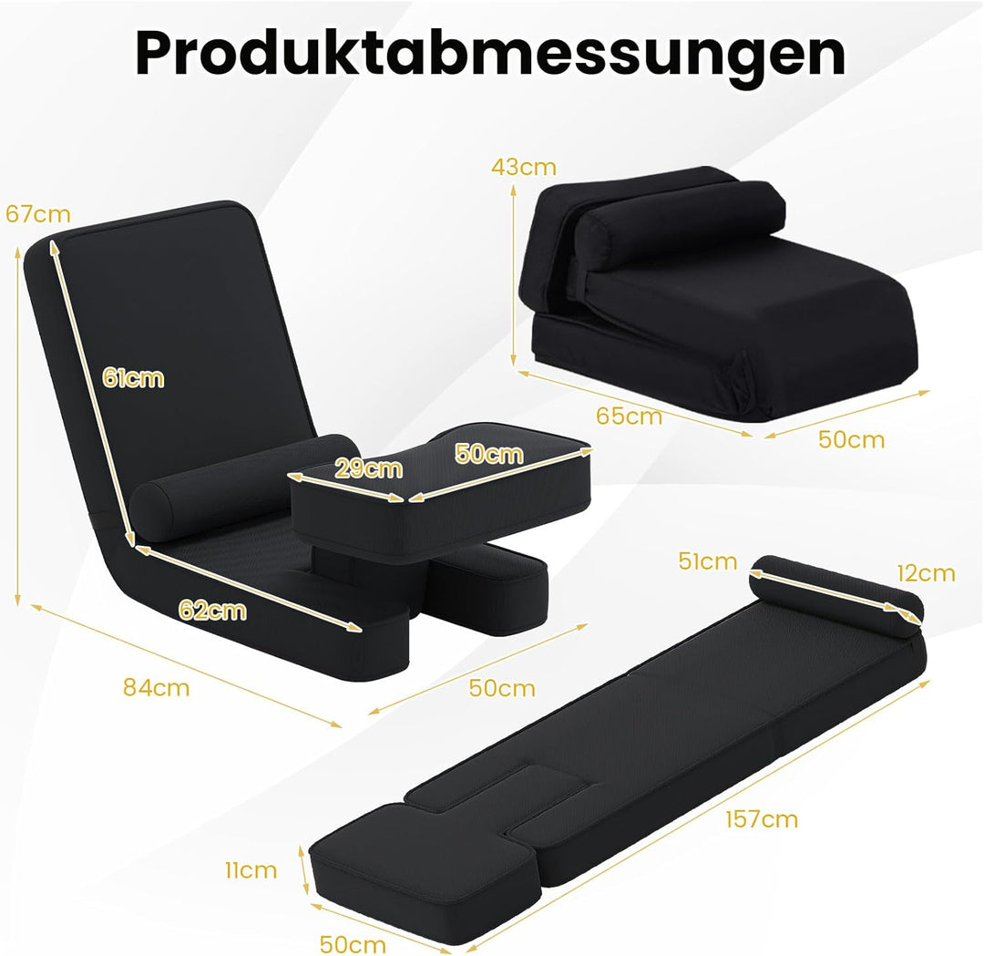 GOPLUS Bodensofa, gepolsterter Bodenstuhl mit Verstellbarer Rückenlehne & Kopfstütze, Bodensessel mi