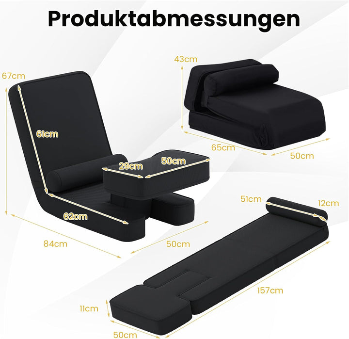GOPLUS Bodensofa, gepolsterter Bodenstuhl mit Verstellbarer Rückenlehne & Kopfstütze, Bodensessel mi