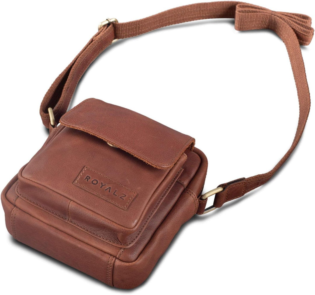 ROYALZ 'Austin' Umhängetasche Klein für Herren Leder Vintage Look Kleine Schultertasche Mini Seitent