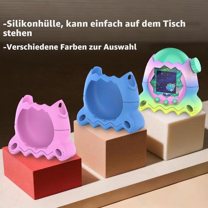 BCWGION Silikonhülle kompatibel mit Tamagotchi Paradise, mit TPU Softscreen Schutzfolie und Fingerba