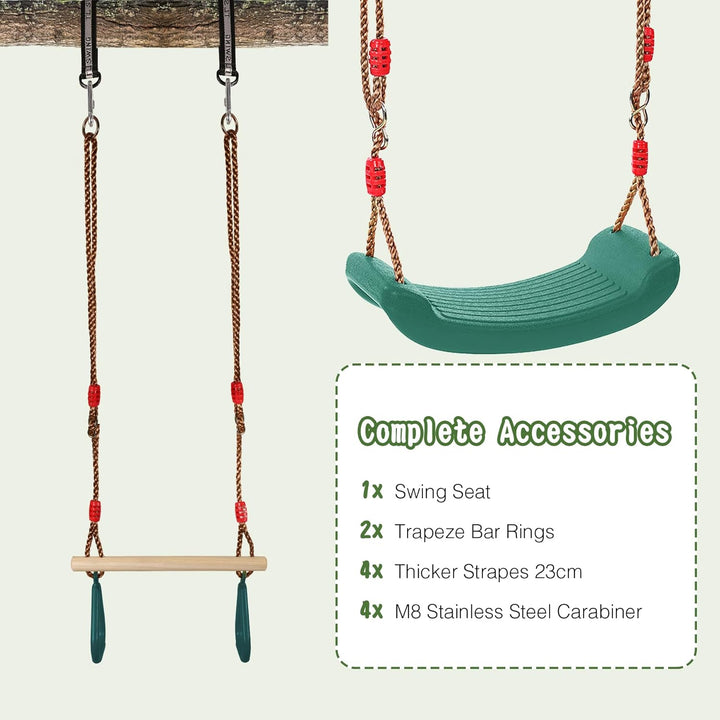 REDCAMP Schaukelgarnitur, Kinderschaukel Outdoor Indoor und Trapeze Schaukel mit Gymnastics Rings, W
